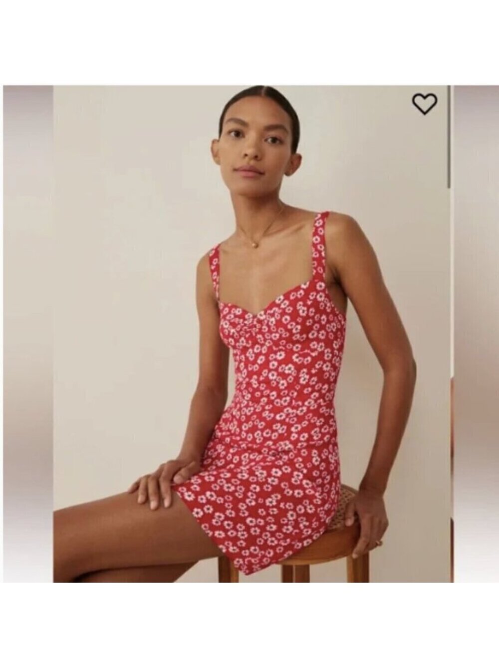 Reformation Baldwin Dress Red Daisy Print Mini Dress 4 - Picture 3 of 14